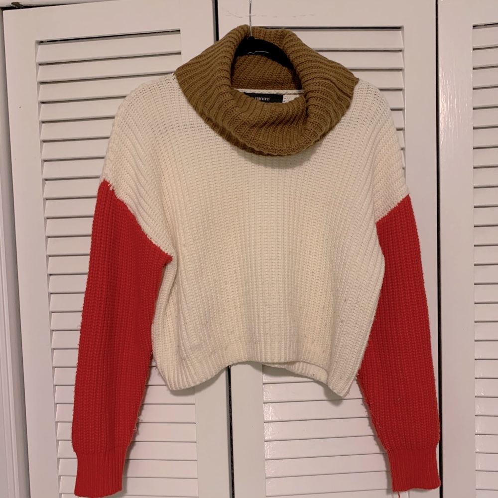 Forcer 21 cropped color block turtleneck sweater